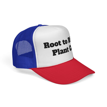 Root to Rise Plant Co Trucker Hat — Gardening Logo Mesh Cap