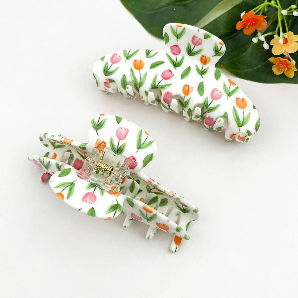 Tulip Oval Hair Claw Clip, Elegant Floral Hair Clip
