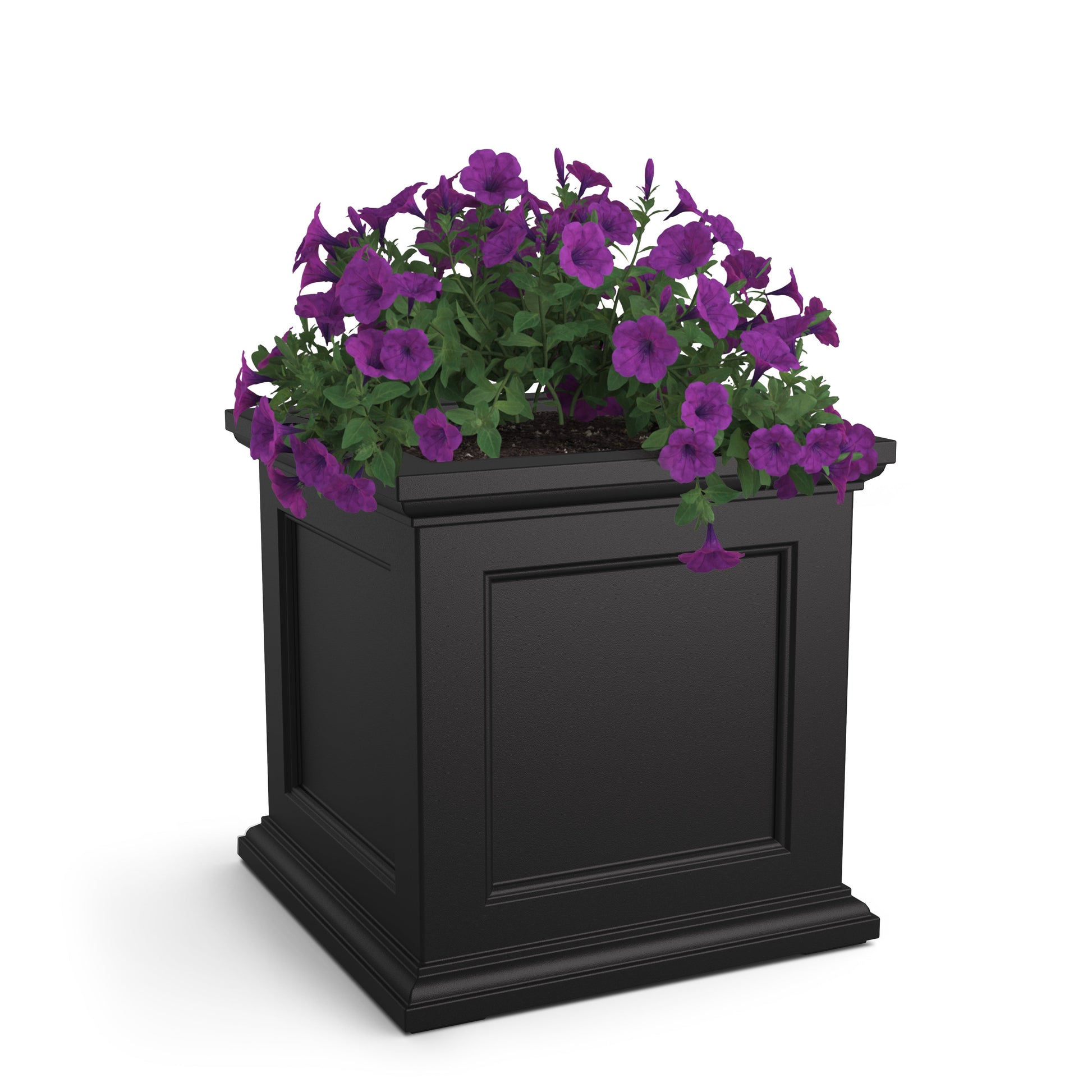 Square Faire 28in planter — black square resin planter