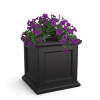 Square Faire 28in planter — black square resin planter