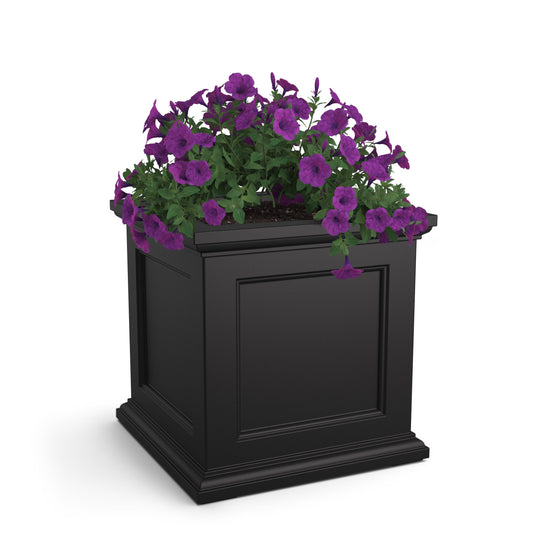 Square Faire 28in planter — black square resin planter