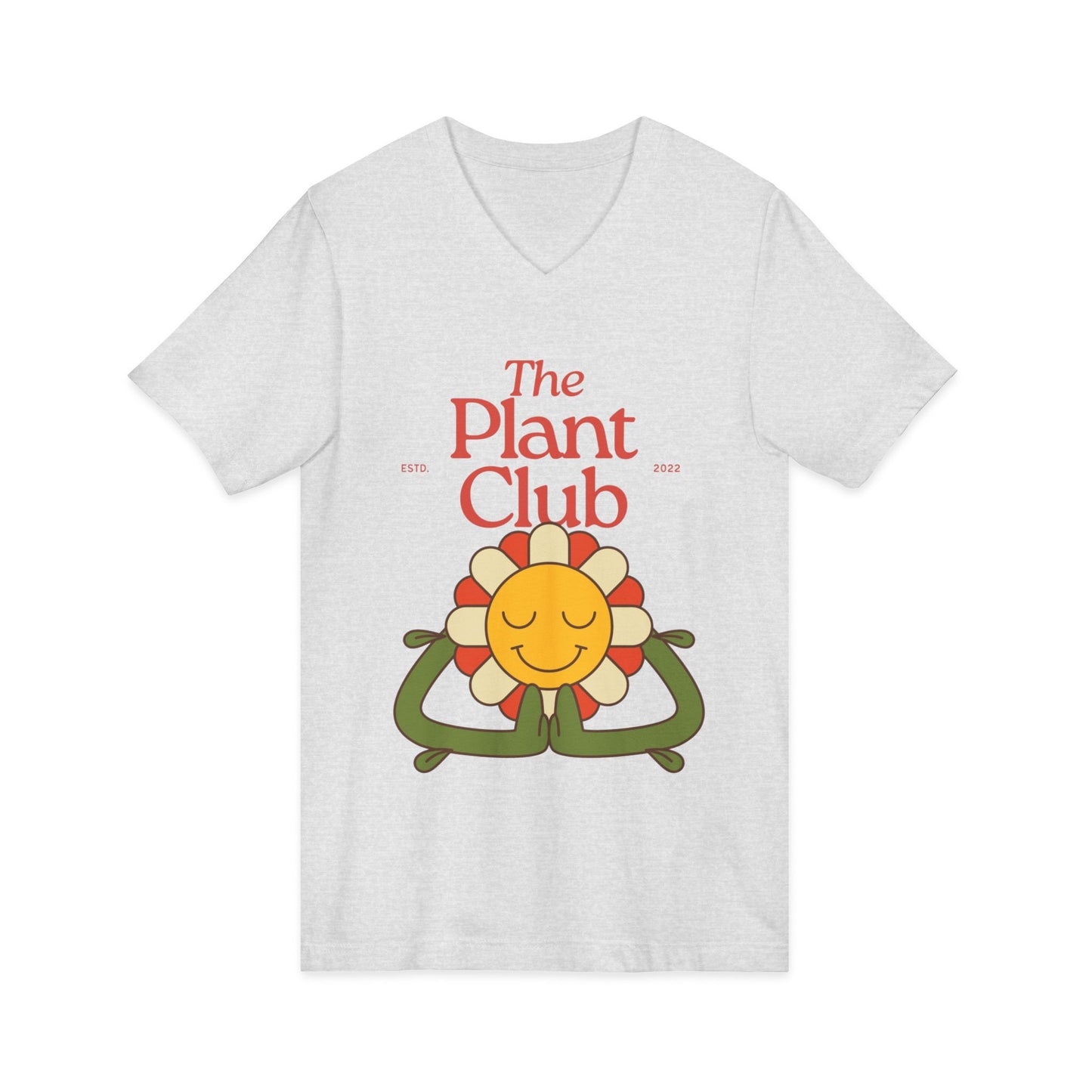The Plant Club V-Neck Tee — Cute Smiling Flower Graphic T-Shirt