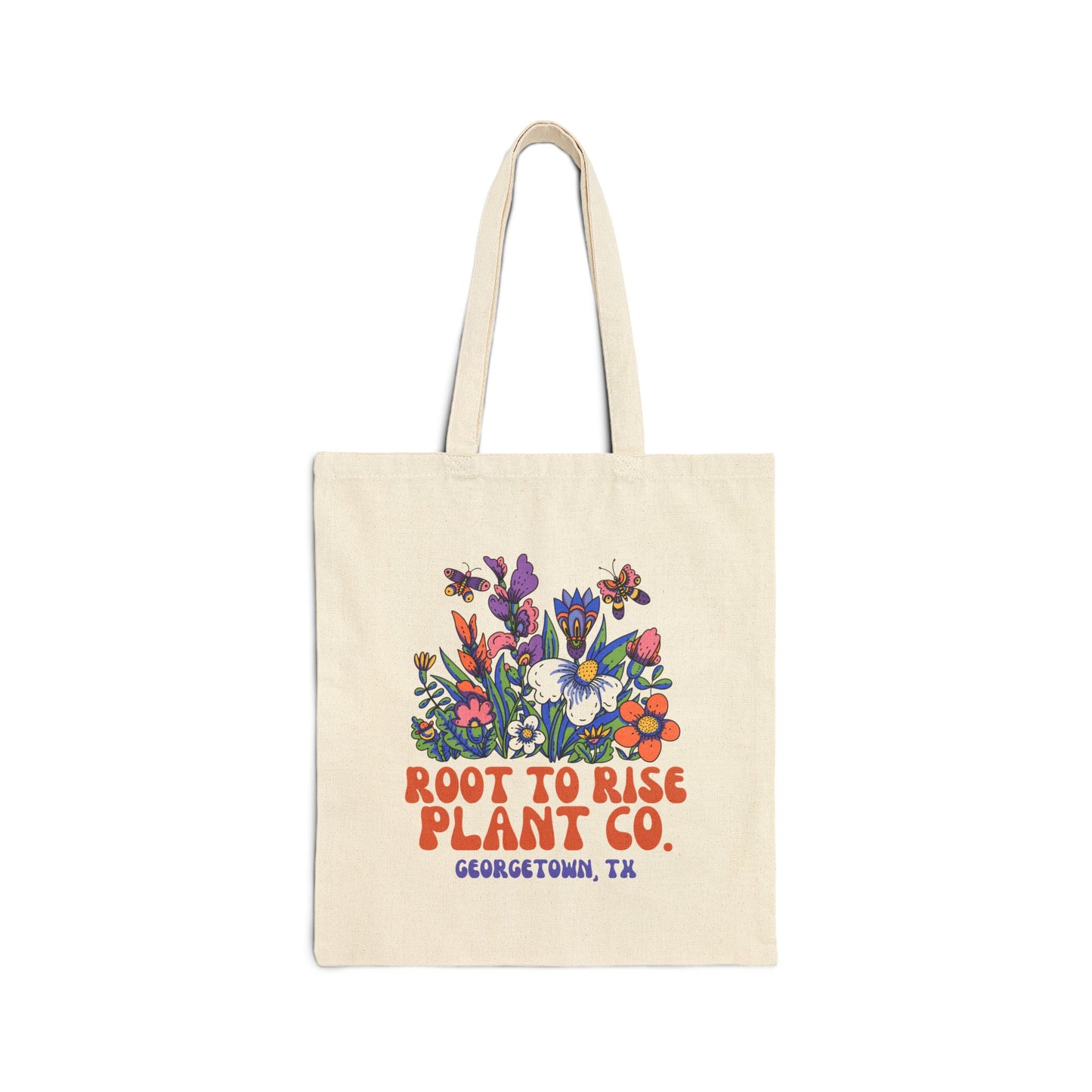 Root to Rise Plant Co. Tote Bag | Floral Illustration Canvas Tote