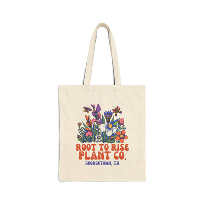 Root to Rise Plant Co. Tote Bag | Floral Illustration Canvas Tote
