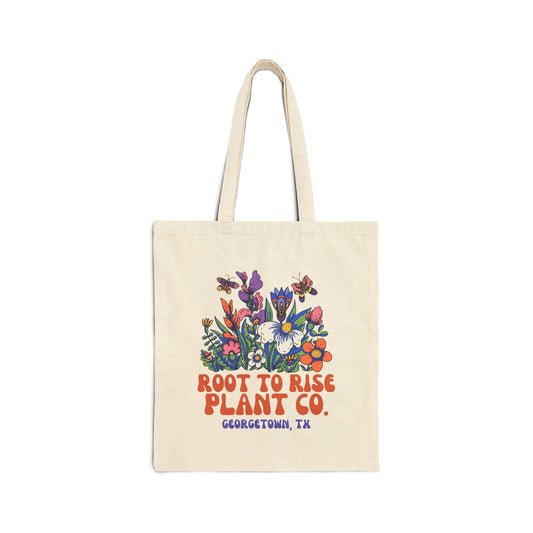 Root to Rise Plant Co. Tote Bag | Floral Illustration Canvas Tote