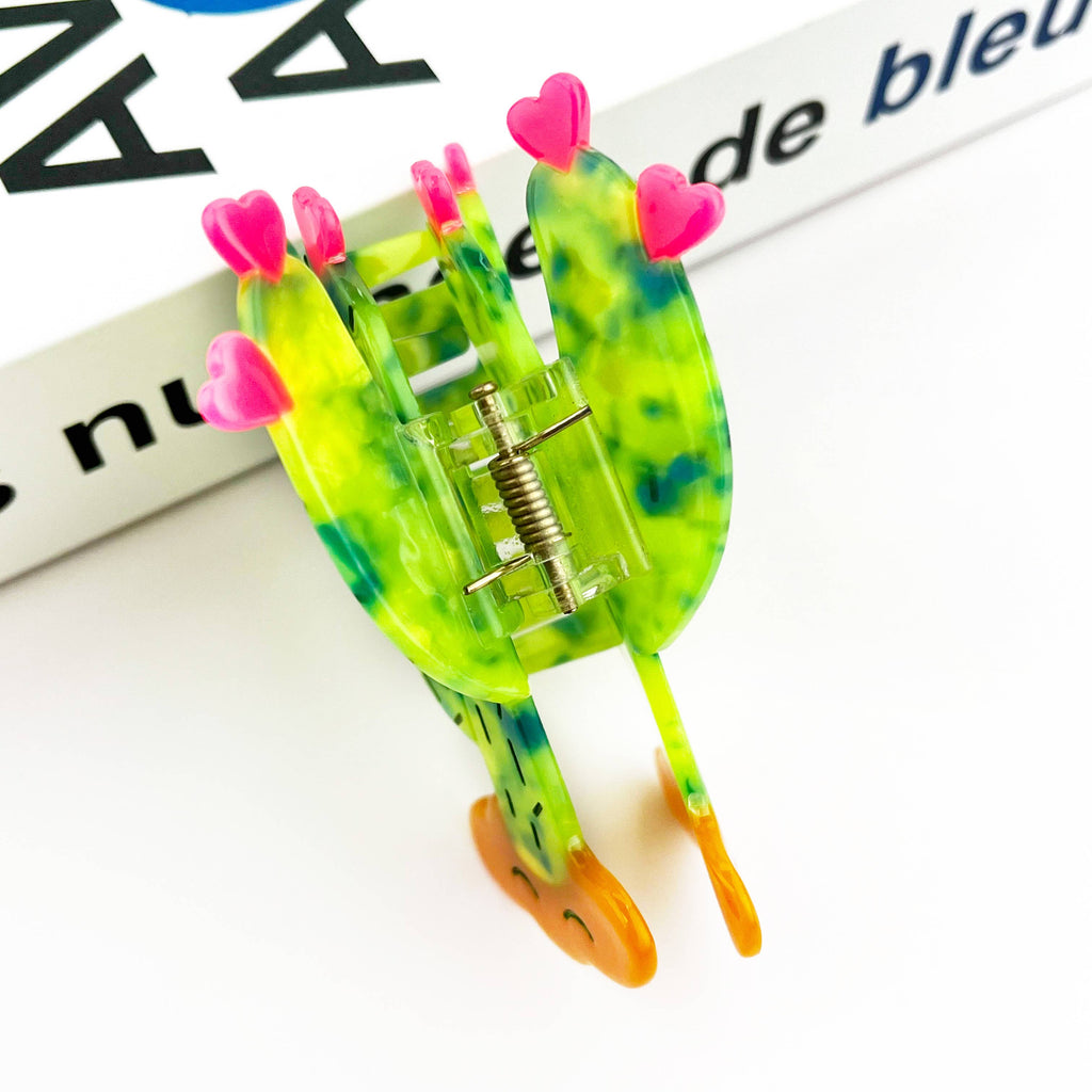 Green Cactus Hair Clip, Acetate Claw Clip