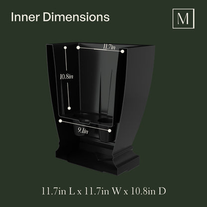 Acadia Planter inner dimensions: 12in L x 12in W x 11in H