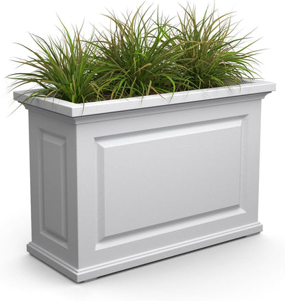 White Rectangular Self-Watering Planter Box — 36"