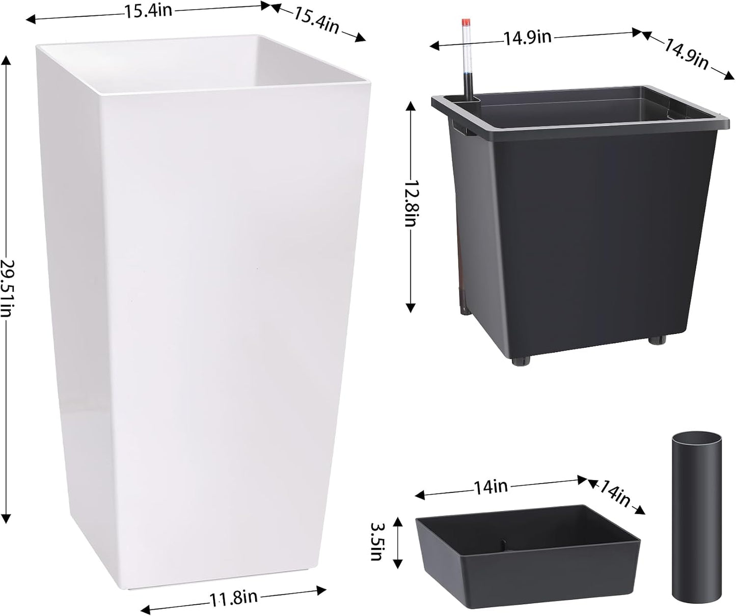Waller Tall Self Watering Planter - Small and Medium