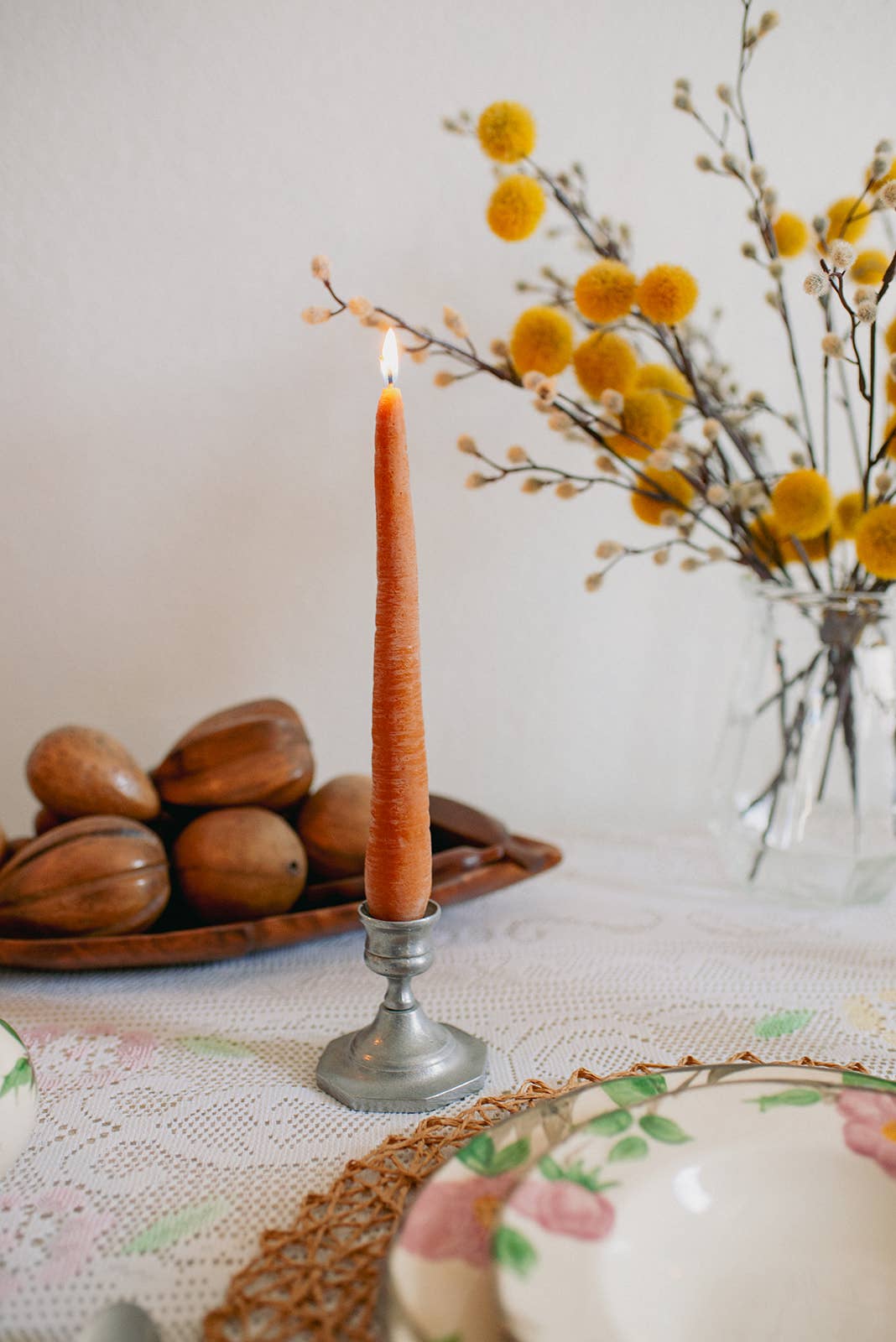 BEESWAX CARROT TAPER CANDLE PAIR - 2