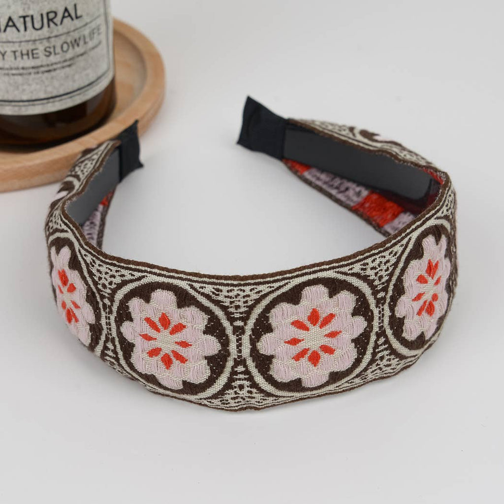 Boho Embroidered Floral Headband