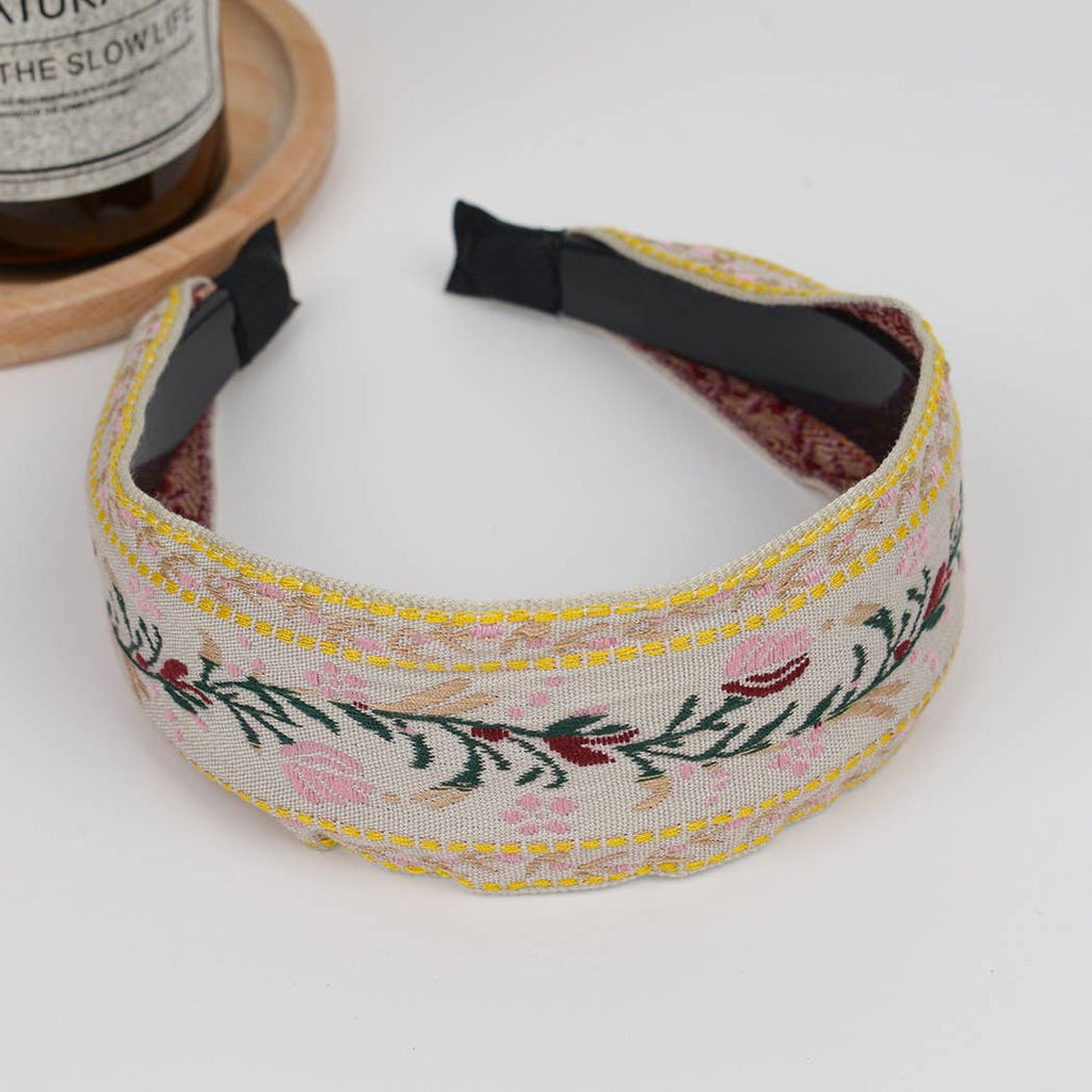 Boho Embroidered Floral Headband
