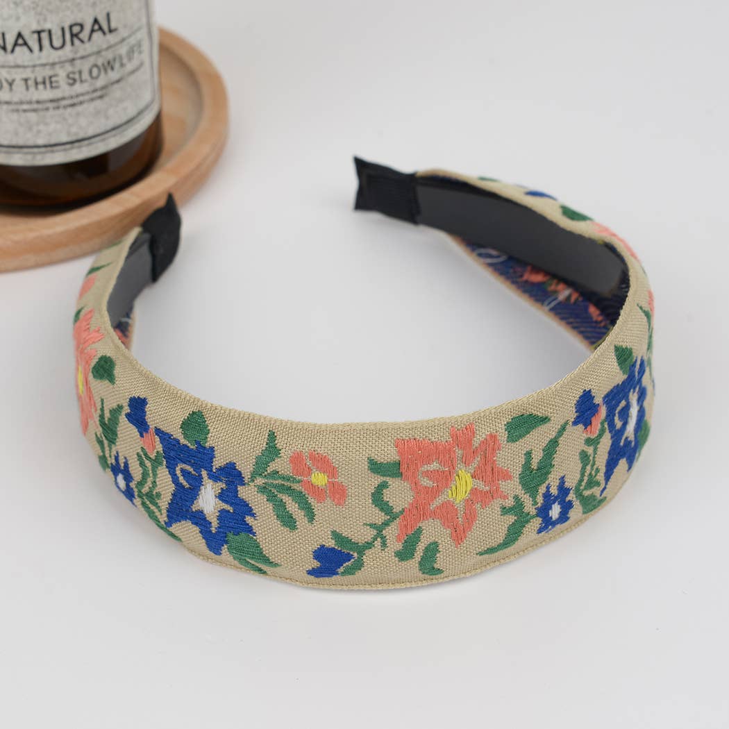 Boho Embroidered Floral Headband
