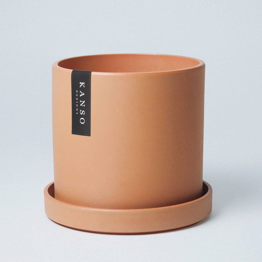 7" & 4" Mustard Seed & Dusted Clay Planters & Saucers