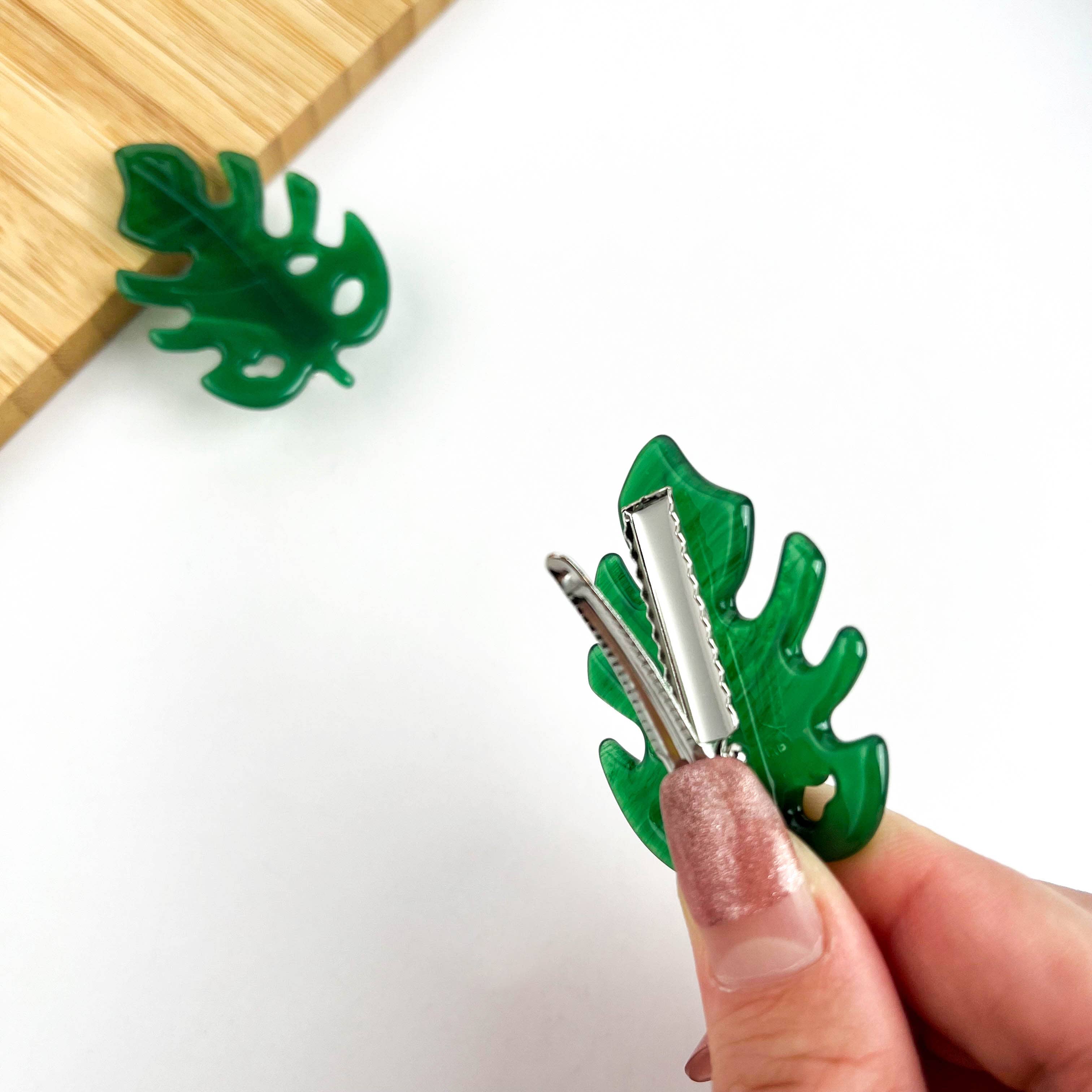 Acetate Monstera Claw Clip, Plant Leaf Hair Clips