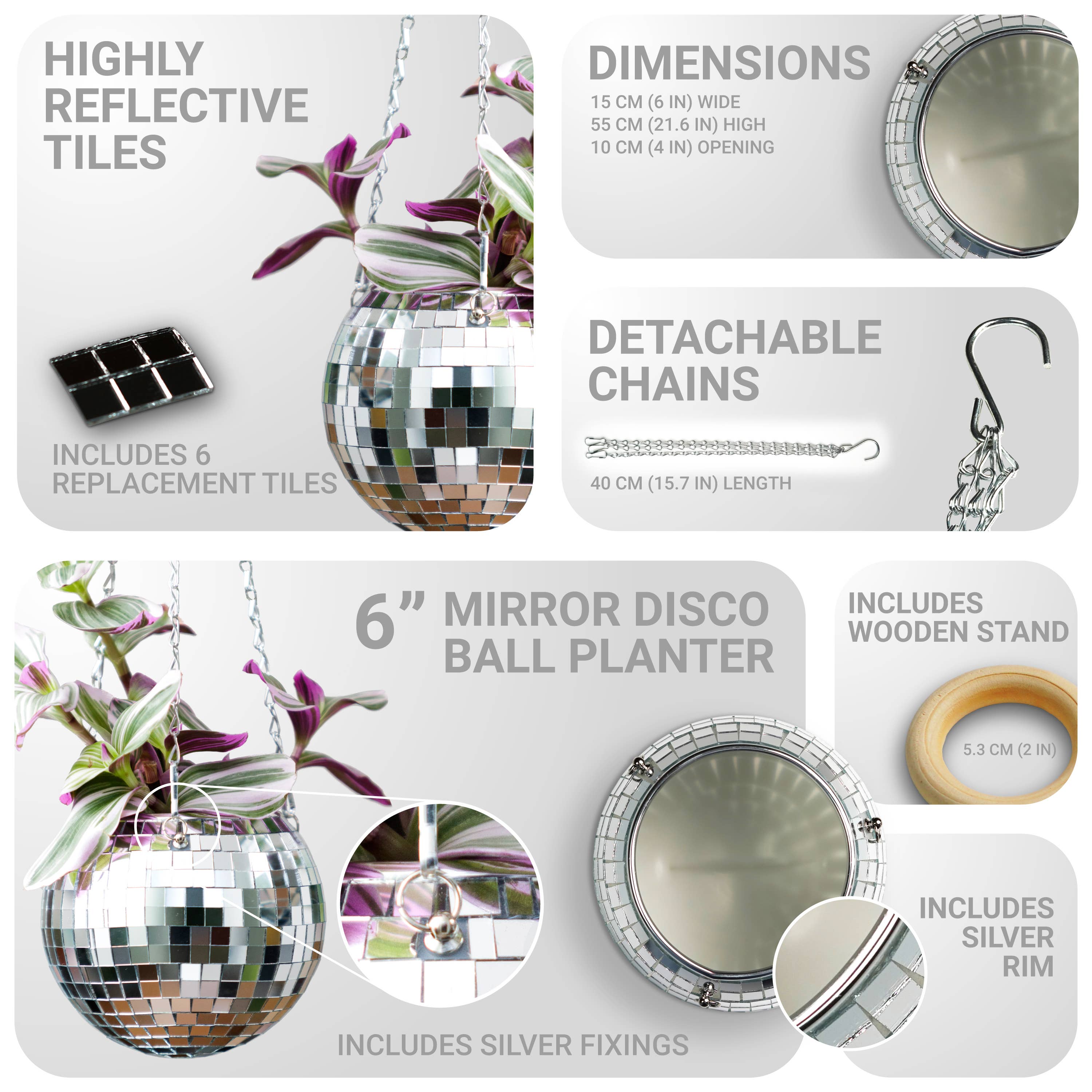 Disco Ball Hanging Planter 6-inch | Home & Lifestyle Gift