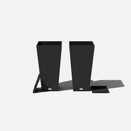 Tapered Planter (Black) - tall modern tapered square planter